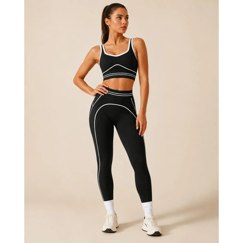 Women's High-Waisted Athletic Yoga Pants Set - Fitness Outfits, Modern Sportswear, Butt-Lifting Tight-Fitting Gym Training, Outdoor Tennis Clothes