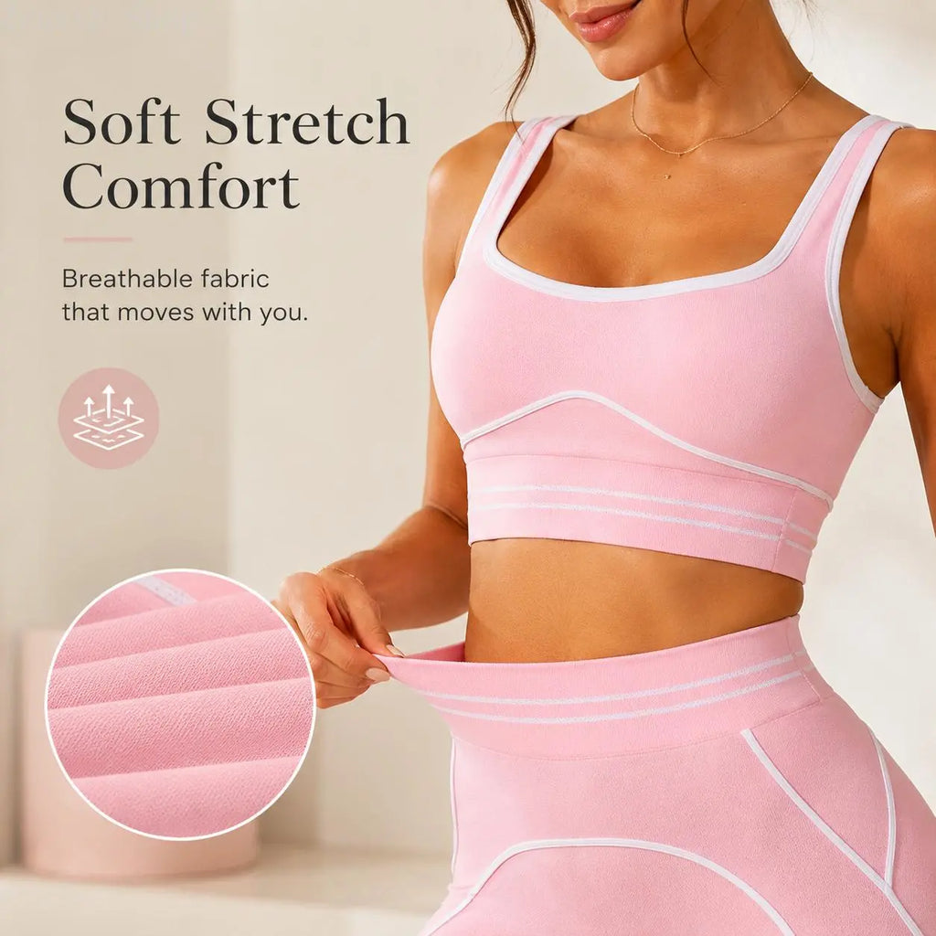 Women's High-Waisted Athletic Yoga Pants Set - Fitness Outfits, Modern Sportswear, Butt-Lifting Tight-Fitting Gym Training, Outdoor Tennis Clothes